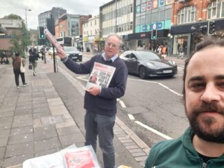 Bill Reed selling The Socialist in Ealing