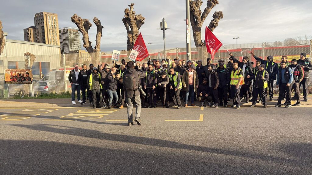 Lea Interchange bus workers' picket line.