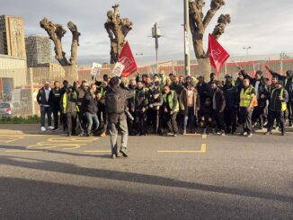 Lea Interchange bus workers' picket line.