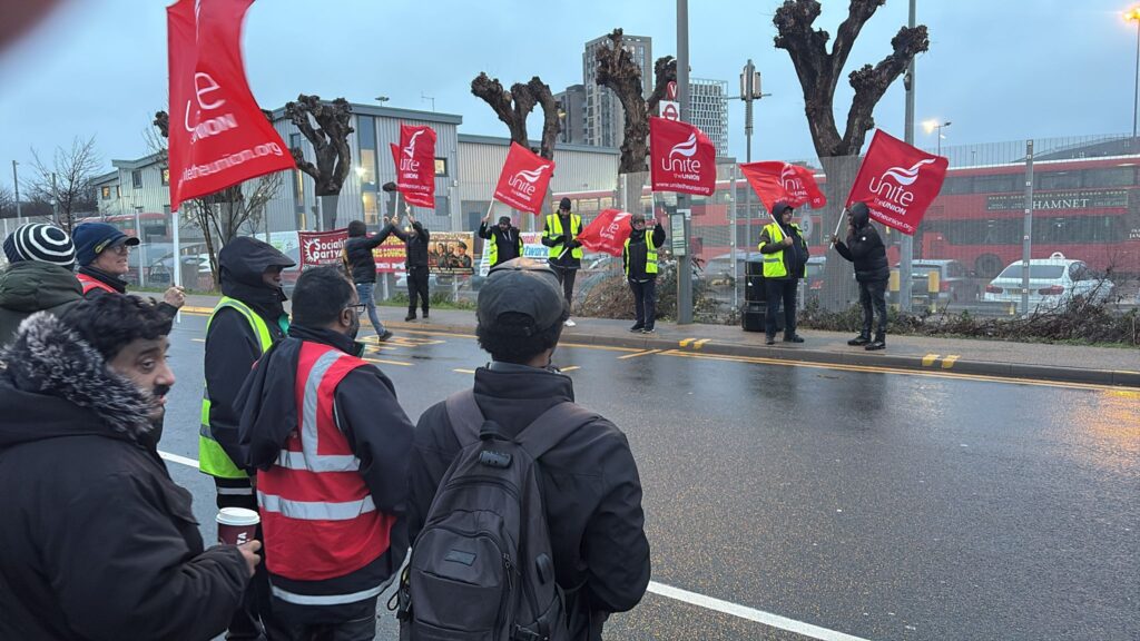 Bus drivers on strike in Waltham Forest