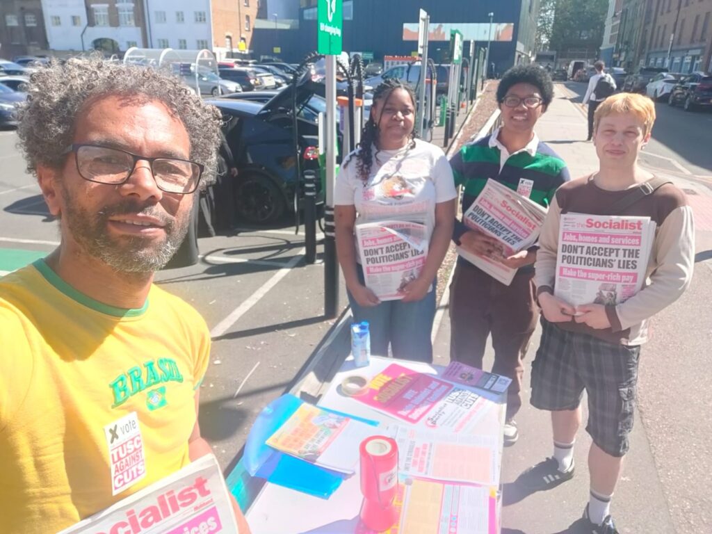 Hugo Pierre campaigning in Tower Hamlets