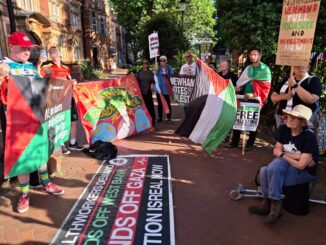 Protest against war-linked pension investments